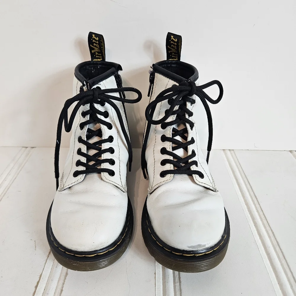 Dr. Martens Boots Kid 13 1460 Romario Leather Zip Combat AirWair Lace Up White